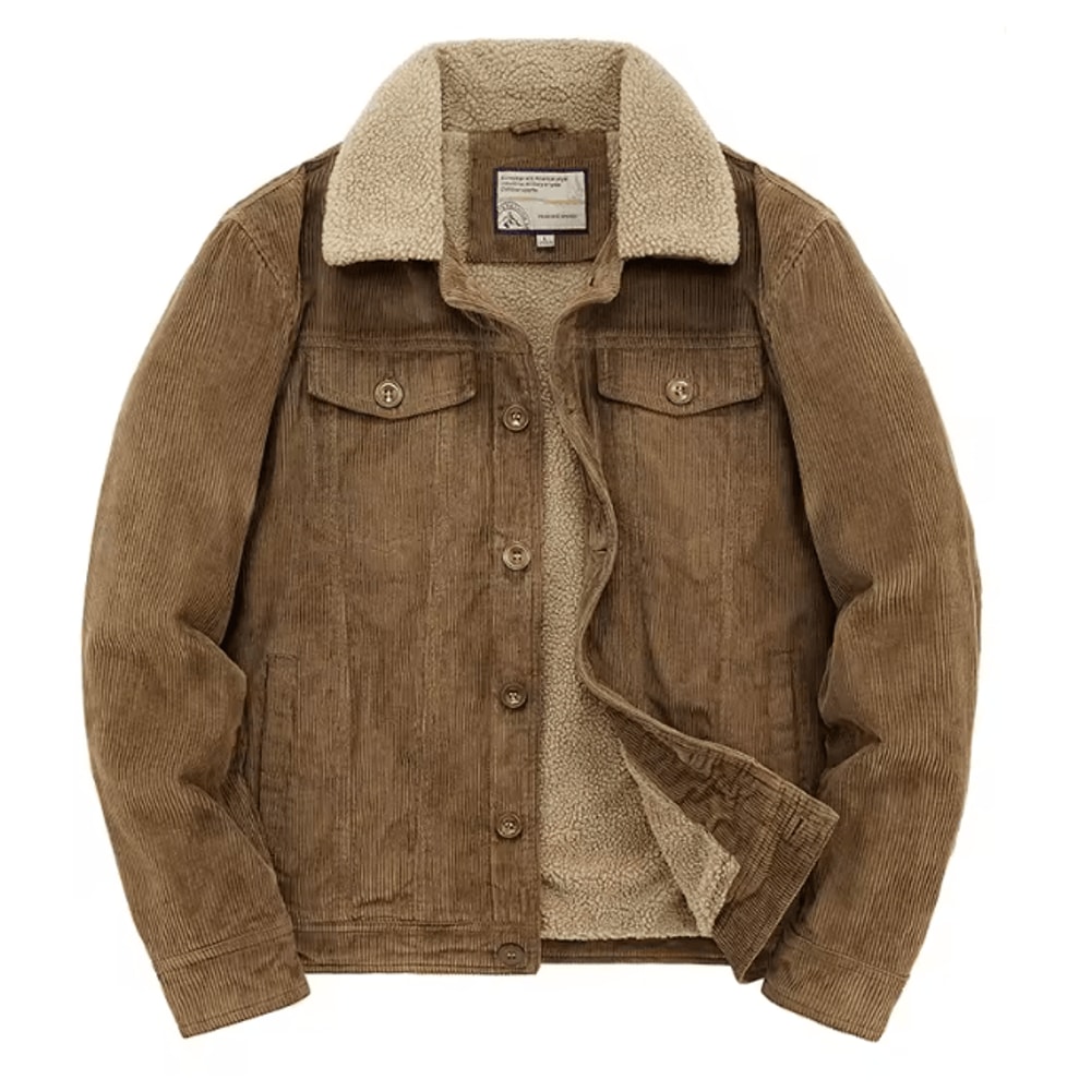 Mens Corduroy Padded Winter Jacket Casual Zip Parka Coat 2