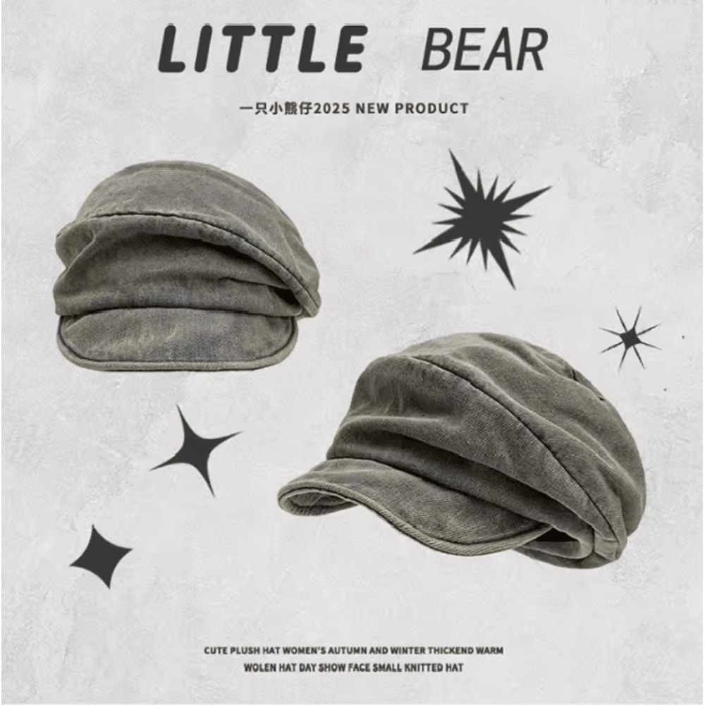 Vintage Washed Denim Beret Cap For Women Retro Painter Style For Spring Summer 1