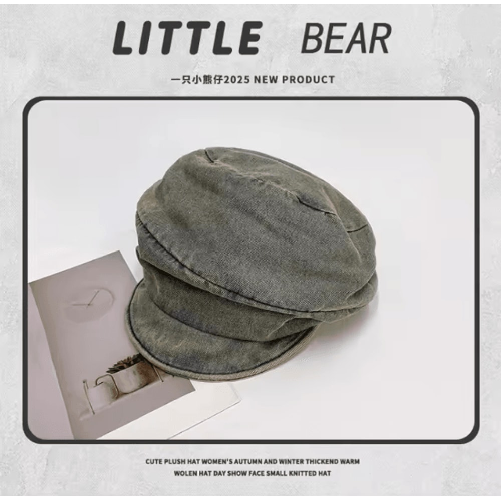 Vintage Washed Denim Beret Cap For Women Retro Painter Style For Spring Summer 2