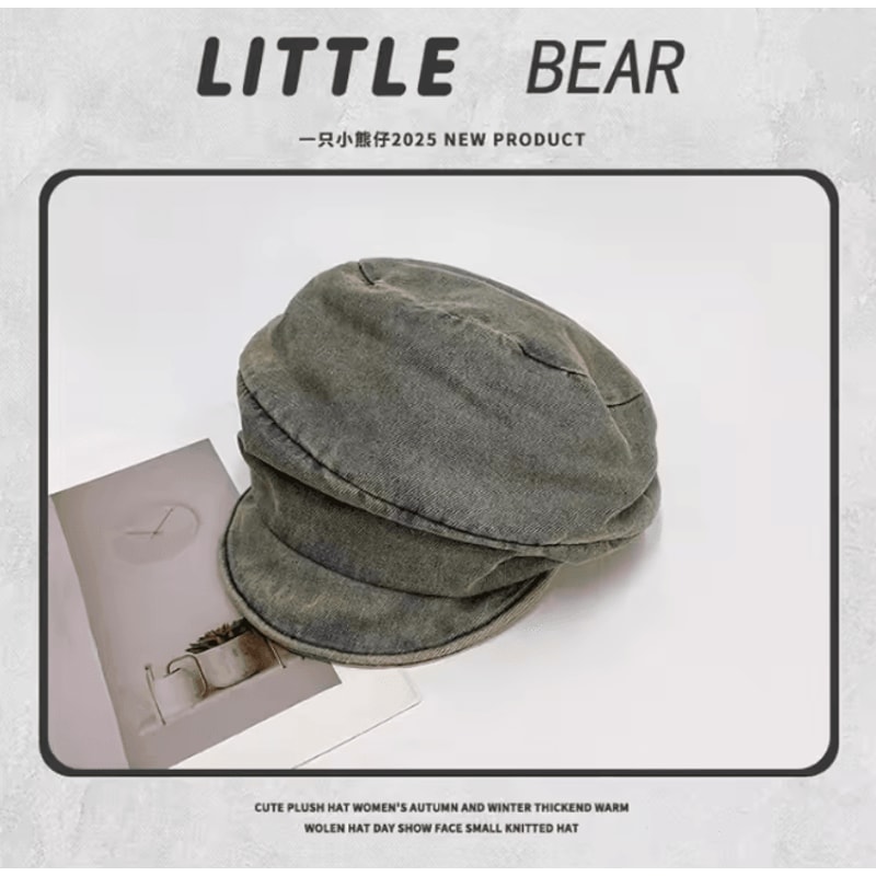 Vintage Washed Denim Beret Cap For Women Retro Painter Style For Spring Summer 2