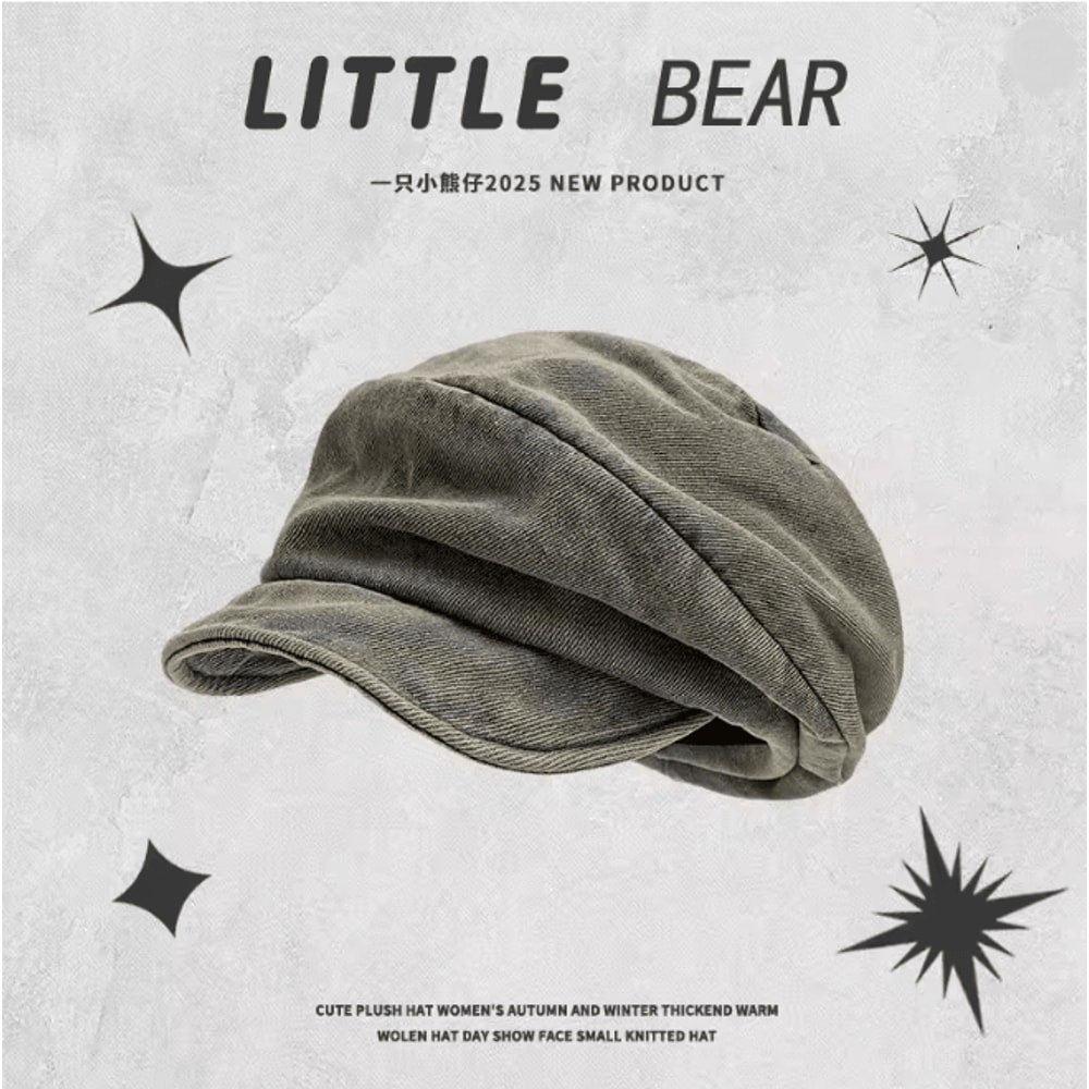 Vintage Washed Denim Beret Cap For Women Retro Painter Style For Spring Summer 0