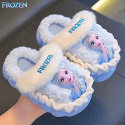 elsa frozen kids cotton slippers warm non slip winter house shoes