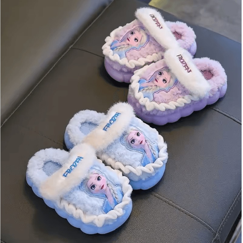 Elsa Frozen Kids Cotton Slippers Warm Non Slip Winter House Shoes 1