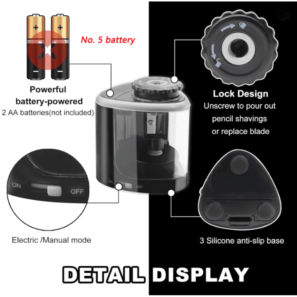 TENWIN Electric Pencil Sharpener Portable Desktop Automatic Sharpener For School And Office 1