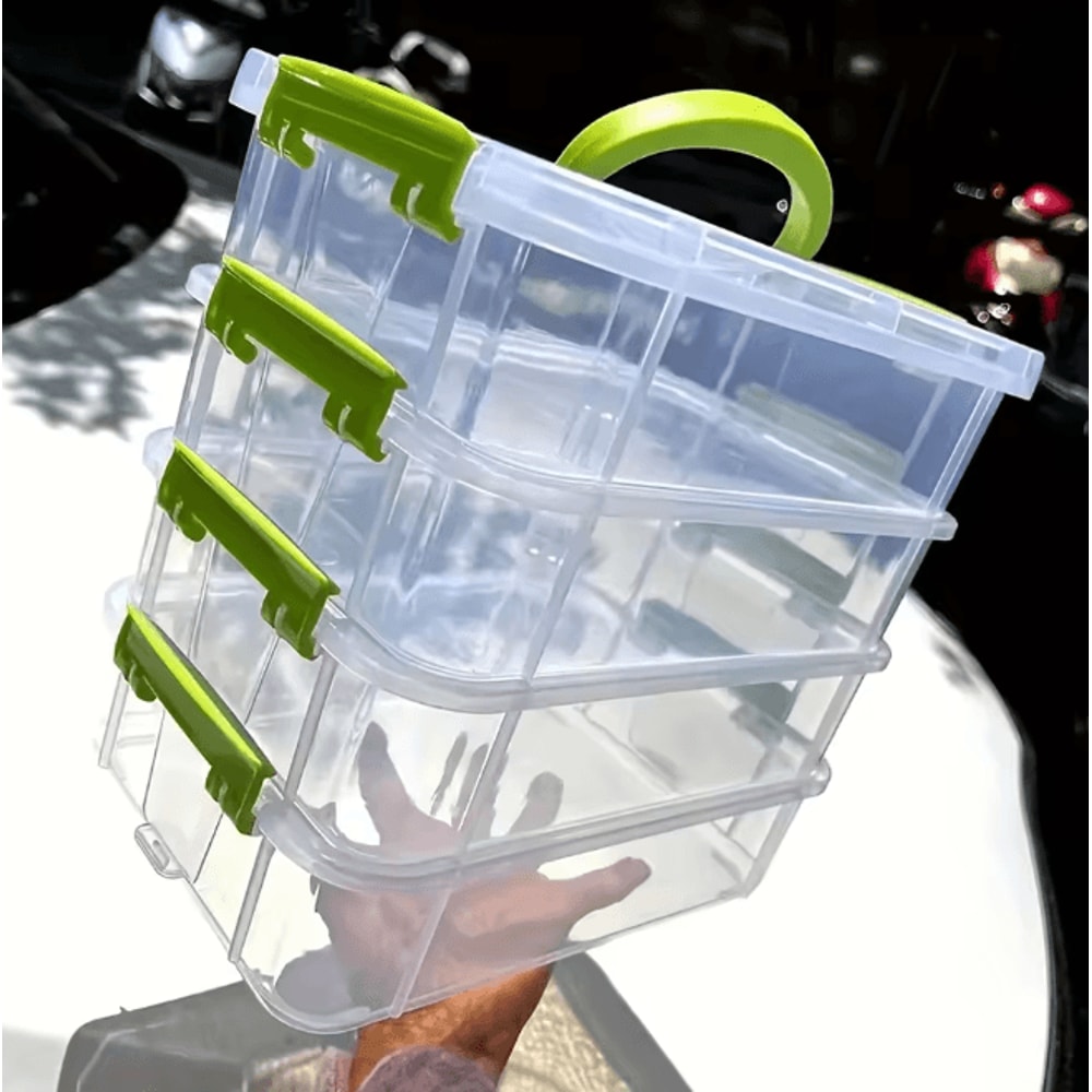 4 Layer Transparent Storage Box With Drawers Portable Plastic Organizer Case 0