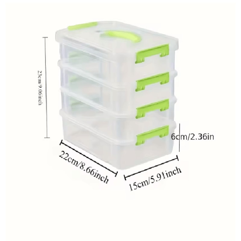 4 Layer Transparent Storage Box With Drawers Portable Plastic Organizer Case 2