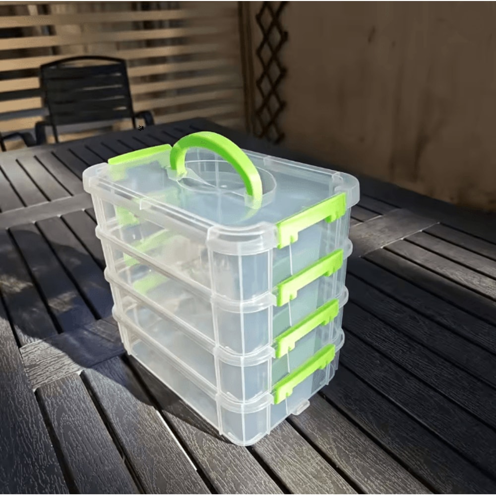 4 Layer Transparent Storage Box With Drawers Portable Plastic Organizer Case 5