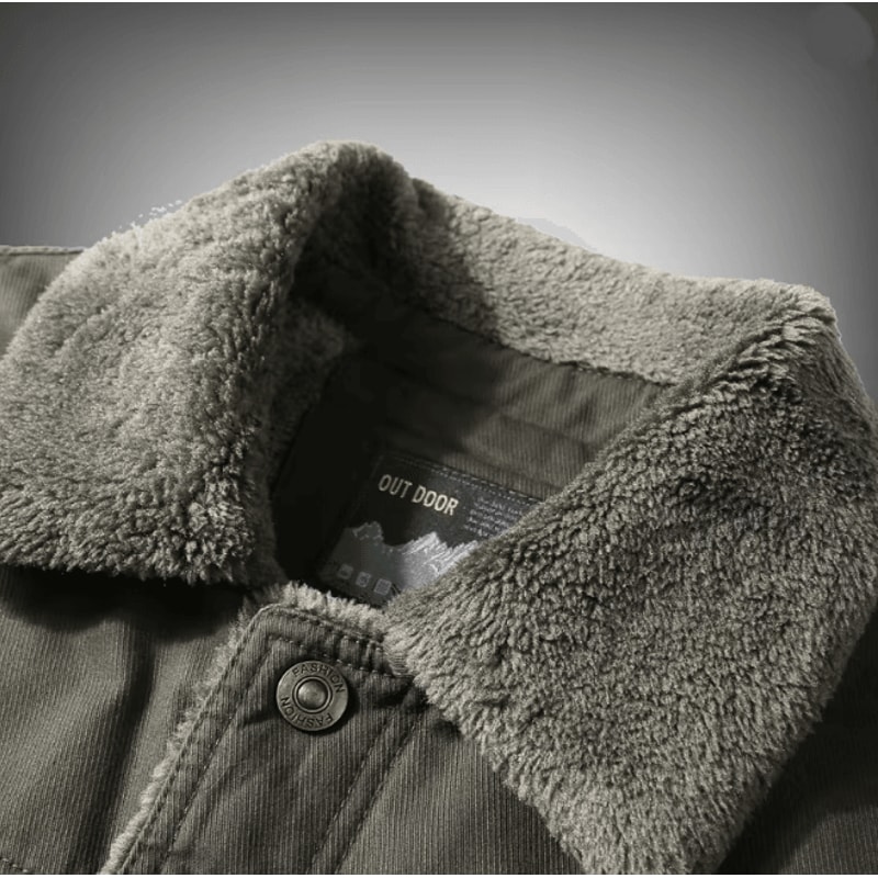 Mens Lamb Wool Jacket Thick Military Style Winter Coat Plus Size 1