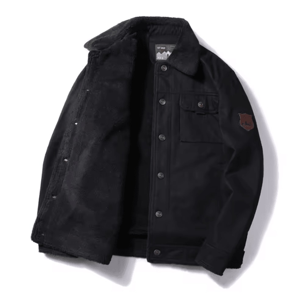 Mens Lamb Wool Jacket Thick Military Style Winter Coat Plus Size 4