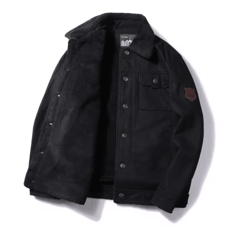 Mens Lamb Wool Jacket Thick Military Style Winter Coat Plus Size 4