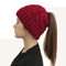 Womens Knit Pom Pom Beanie Winter Ponytail Hat With Ear Braids 1