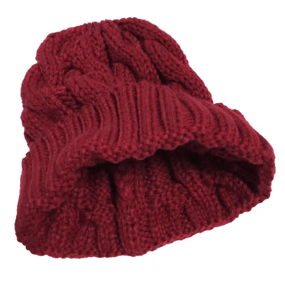 Womens Knit Pom Pom Beanie Winter Ponytail Hat With Ear Braids 2