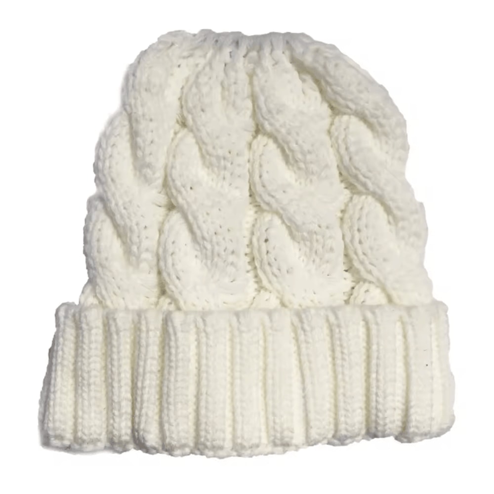 Womens Knit Pom Pom Beanie Winter Ponytail Hat With Ear Braids 4