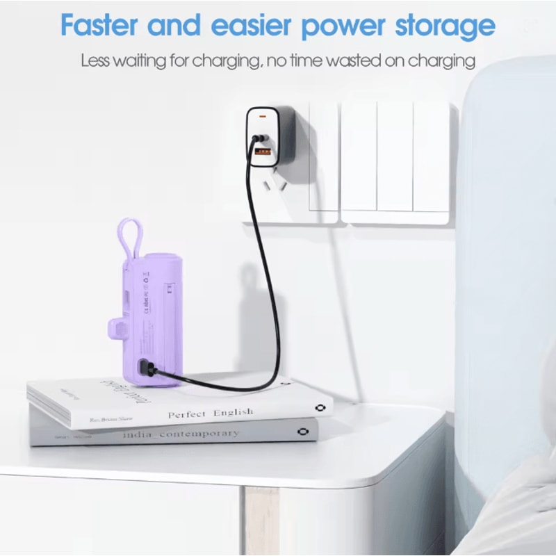 5000mAh Mini Portable Charger With Built In Cables And LED Display 1