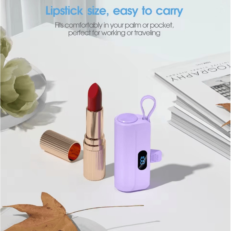 5000mAh Mini Portable Charger With Built In Cables And LED Display 2