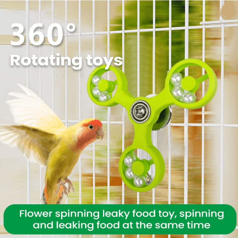 Interactive Rotating Parrot Toy For Bird Cage Mental Stimulation 1