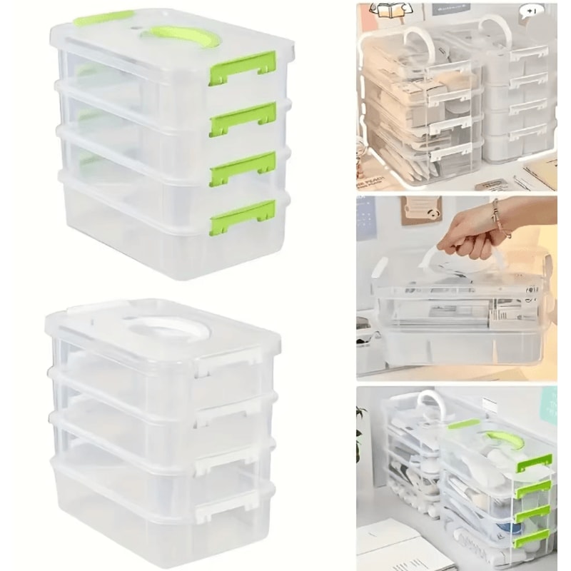 Transparent Stackable Storage Box With Grid Drawers For Building Blocks And Tools 2