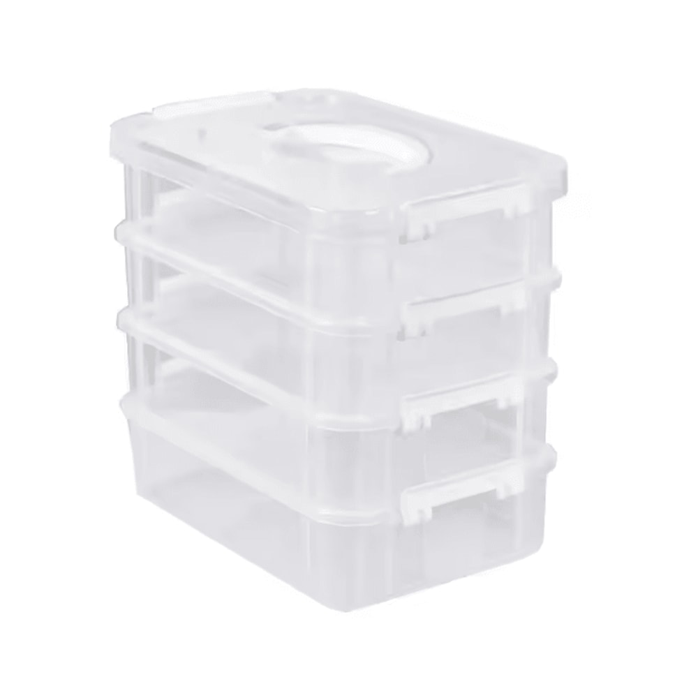 Transparent Stackable Storage Box With Grid Drawers For Building Blocks And Tools 4