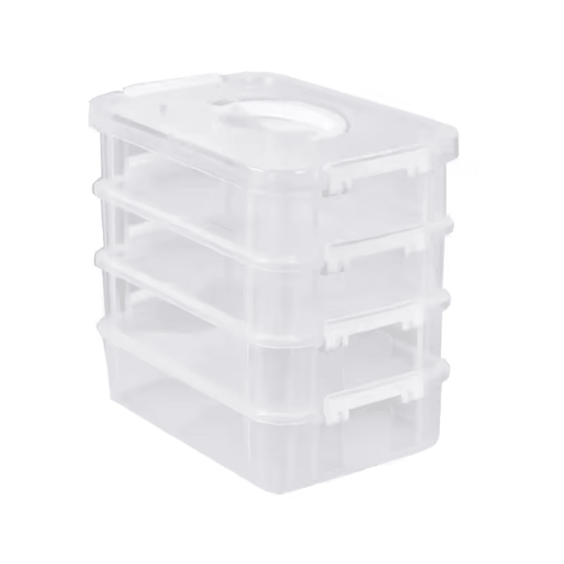 Transparent Stackable Storage Box With Grid Drawers For Building Blocks And Tools 4