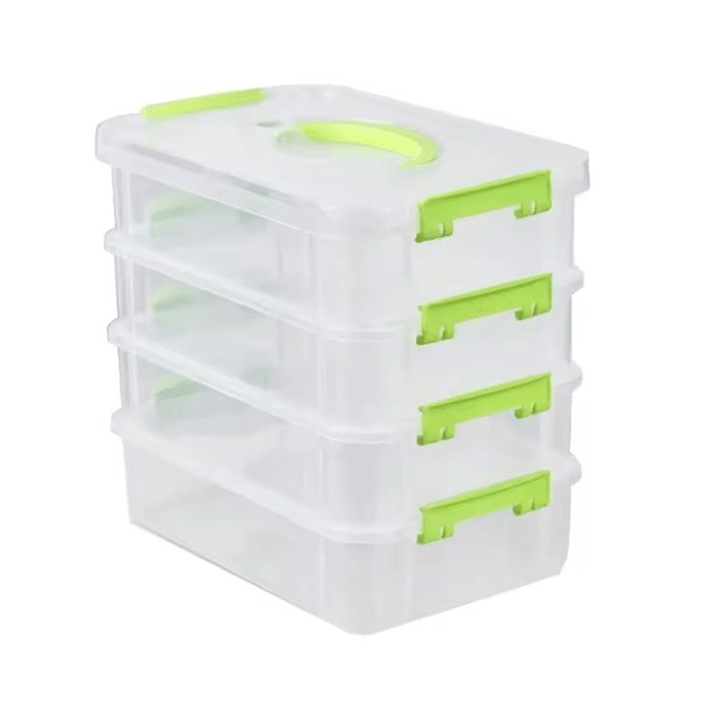 Transparent Stackable Storage Box With Grid Drawers For Building Blocks And Tools 5