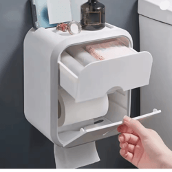 wall mounted waterproof toilet paper organizer with storage box