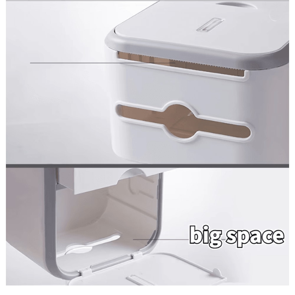 Wall Mounted Waterproof Toilet Paper Organizer With Storage Box 1