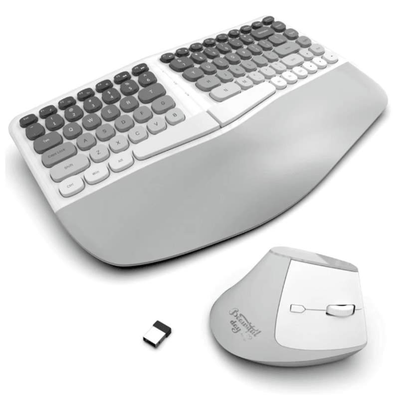Jomaa Ergonomic Split Keyboard And Wireless Mouse Set With Wrist Rest 0