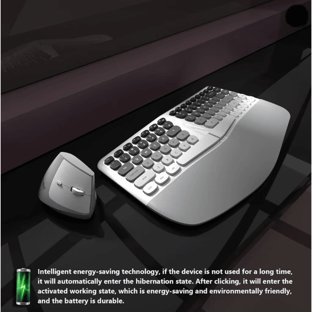 Jomaa Ergonomic Split Keyboard And Wireless Mouse Set With Wrist Rest 2