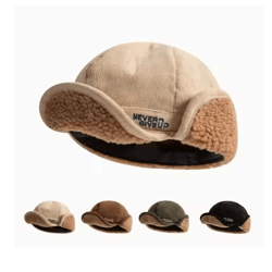 lamb fleece ear protection baseball hat warm winter cap for men and women