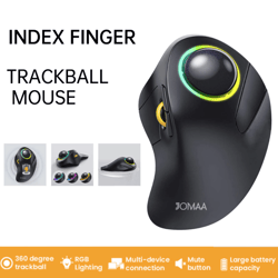 rechargeable wireless trackball mouse ergonomic rgb rollerball for pc and laptop