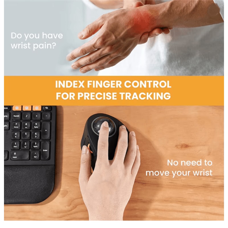 Rechargeable Wireless Trackball Mouse Ergonomic RGB Rollerball For PC And Laptop 2