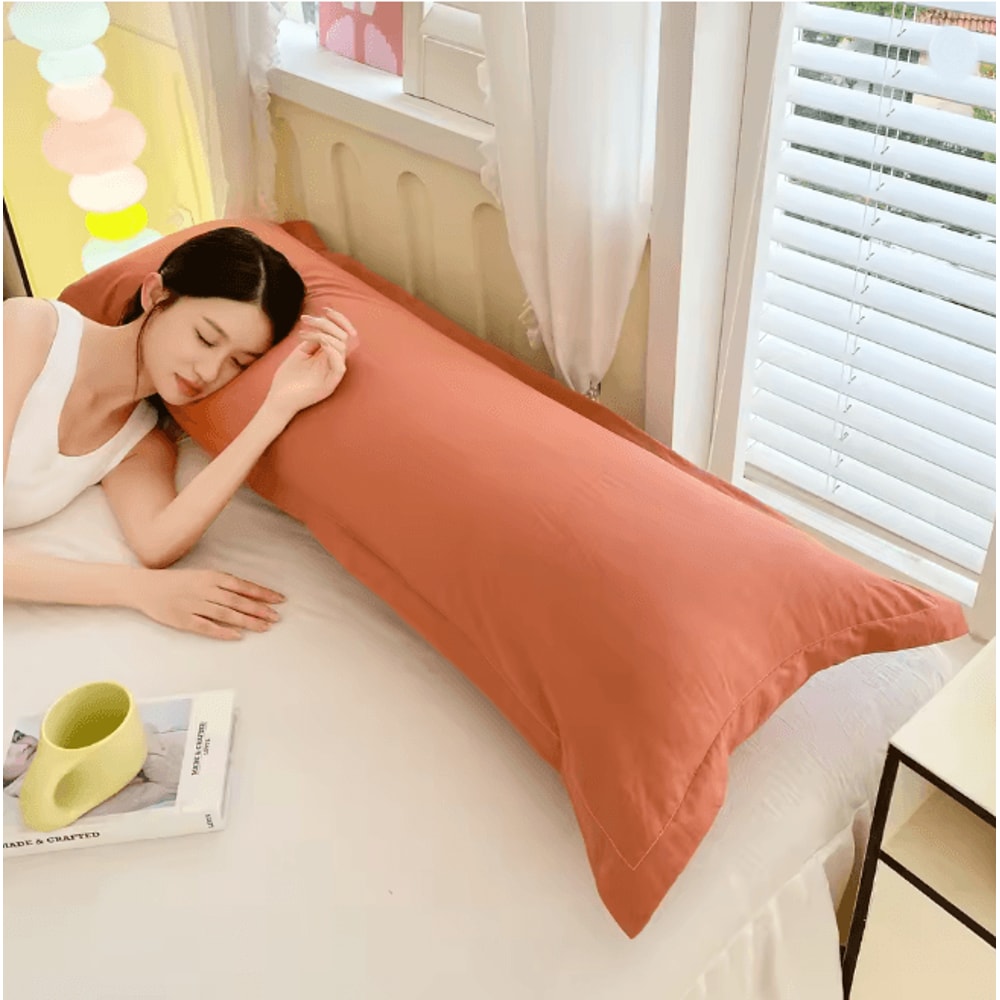 Ultra Soft Washed Long Body Pillowcase For Couples Extra Long Solid Color Pillow Cover 5