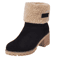 Womens Fur Lined Snow Boots With Square High Heel Winter Ankle Boots 5