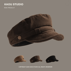 retro suede newsboy cap vintage flat top painter hat for men and women