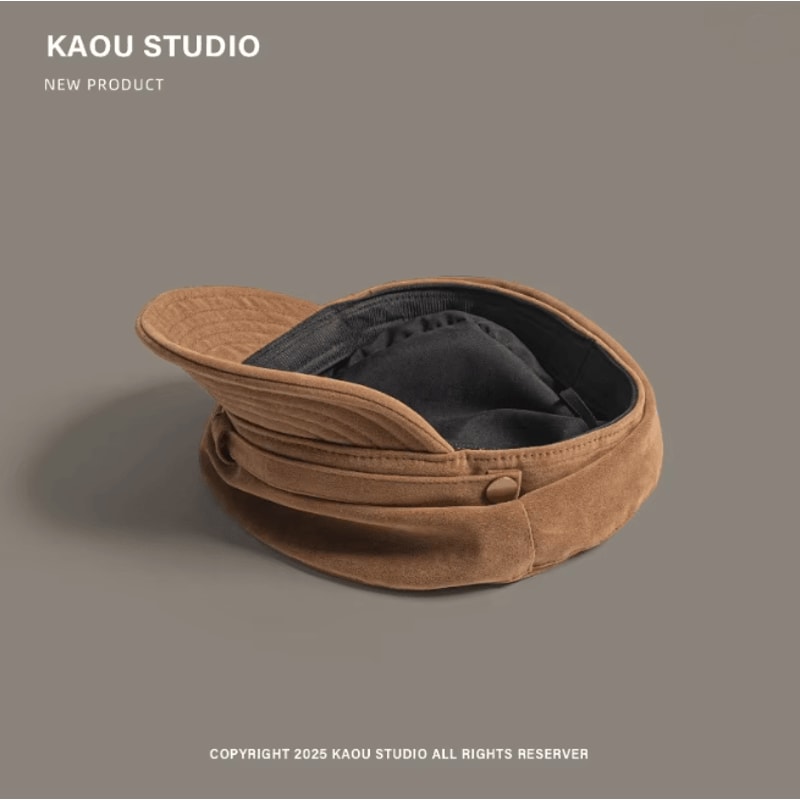 Retro Suede Newsboy Cap Vintage Flat Top Painter Hat For Men And Women 1