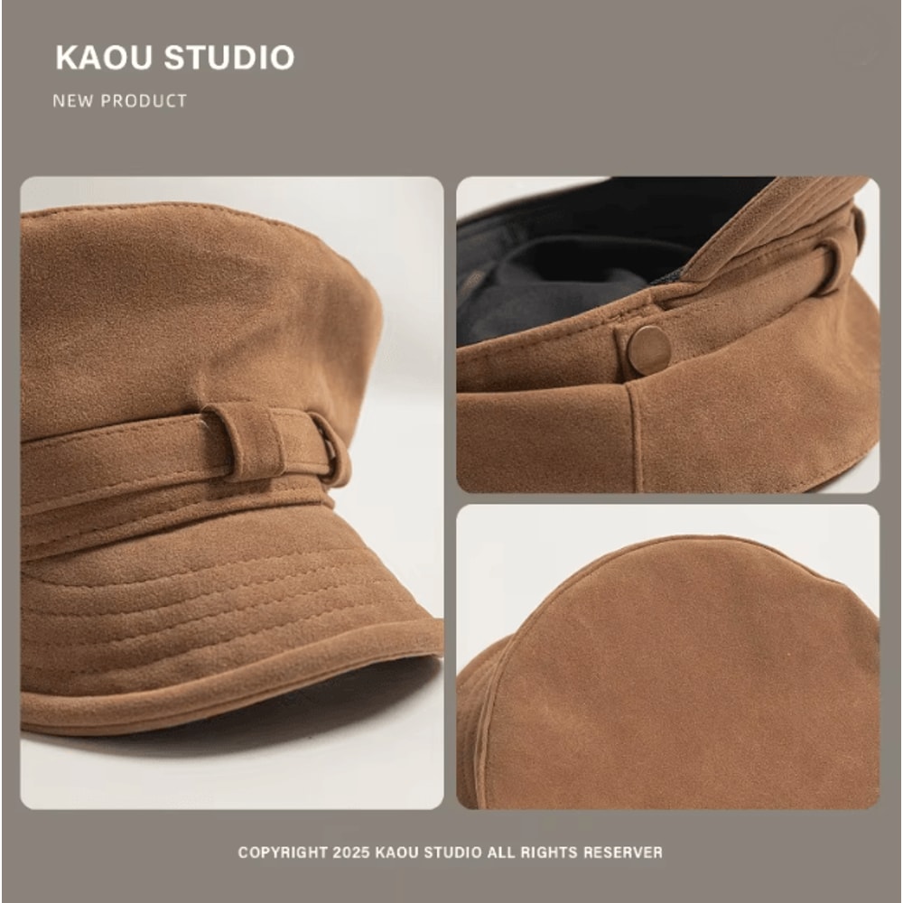 Retro Suede Newsboy Cap Vintage Flat Top Painter Hat For Men And Women 2