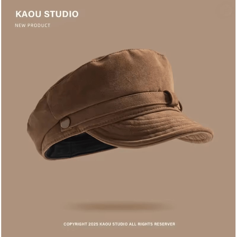 Retro Suede Newsboy Cap Vintage Flat Top Painter Hat For Men And Women 4
