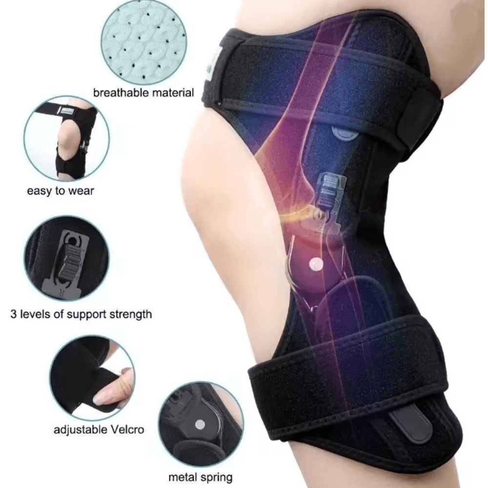 Spring Powered Knee Support Brace Adjustable Knee Assist Device With Rebound Stabilizer 4