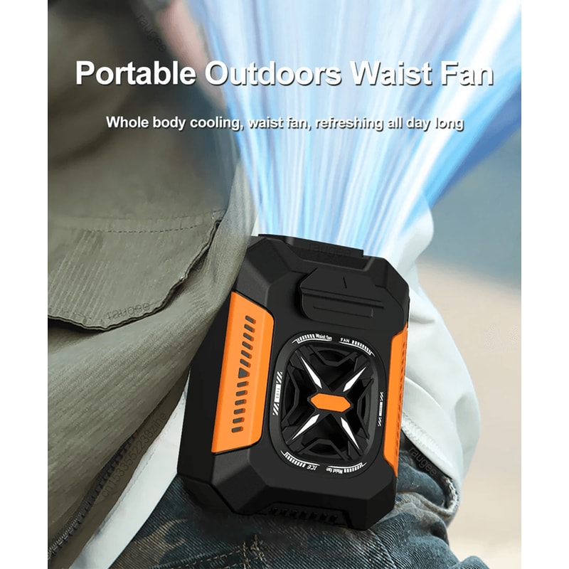 Portable Waist Clip Fan 5000mAh Rechargeable Outdoor Cooling Fan 0