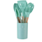12 Piece Mint Green Silicone Kitchen Utensils Set With Wooden Handles And Holder 4