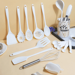 18 piece pink silicone kitchen utensils set non stick cooking tools