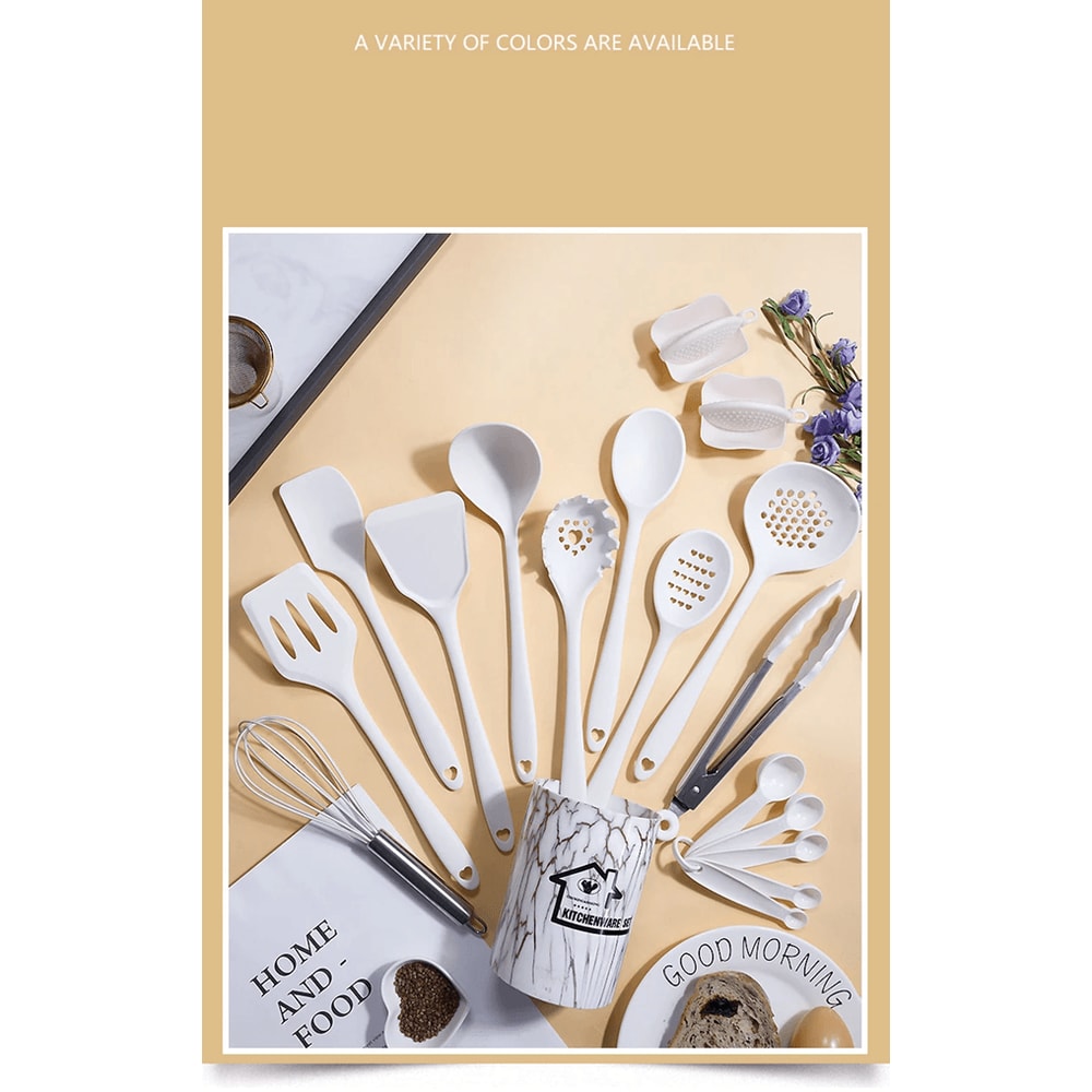 18 Piece Pink Silicone Kitchen Utensils Set Non Stick Cooking Tools 2