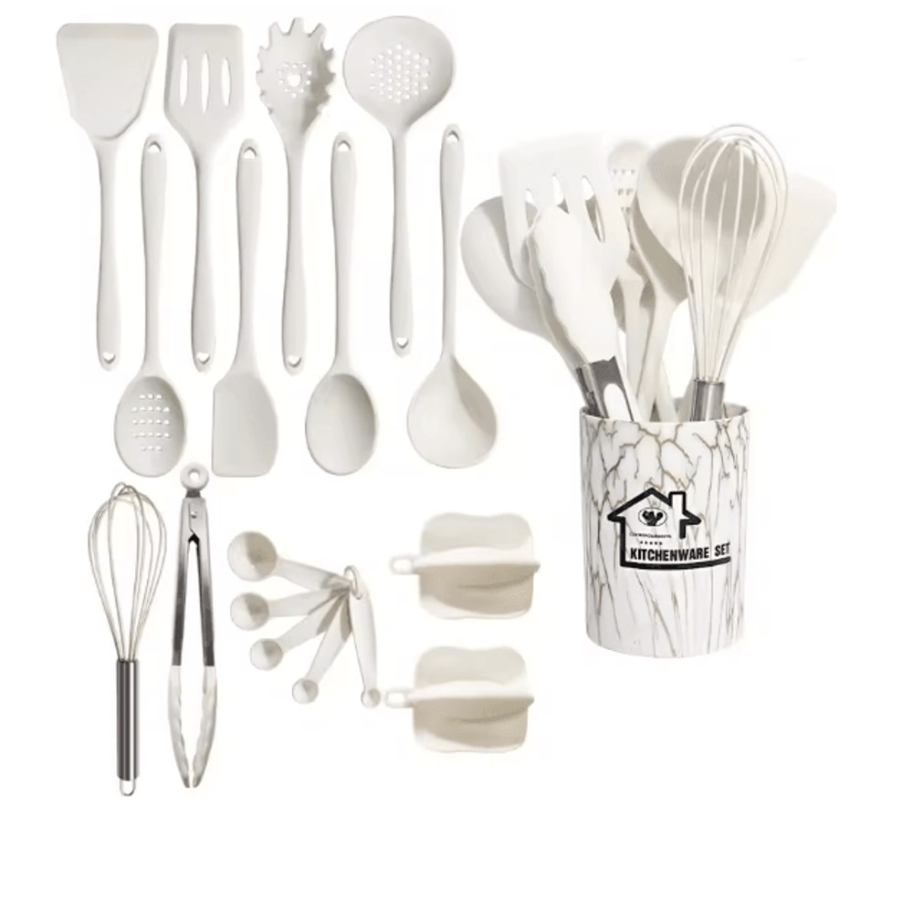 18 Piece Pink Silicone Kitchen Utensils Set Non Stick Cooking Tools 4