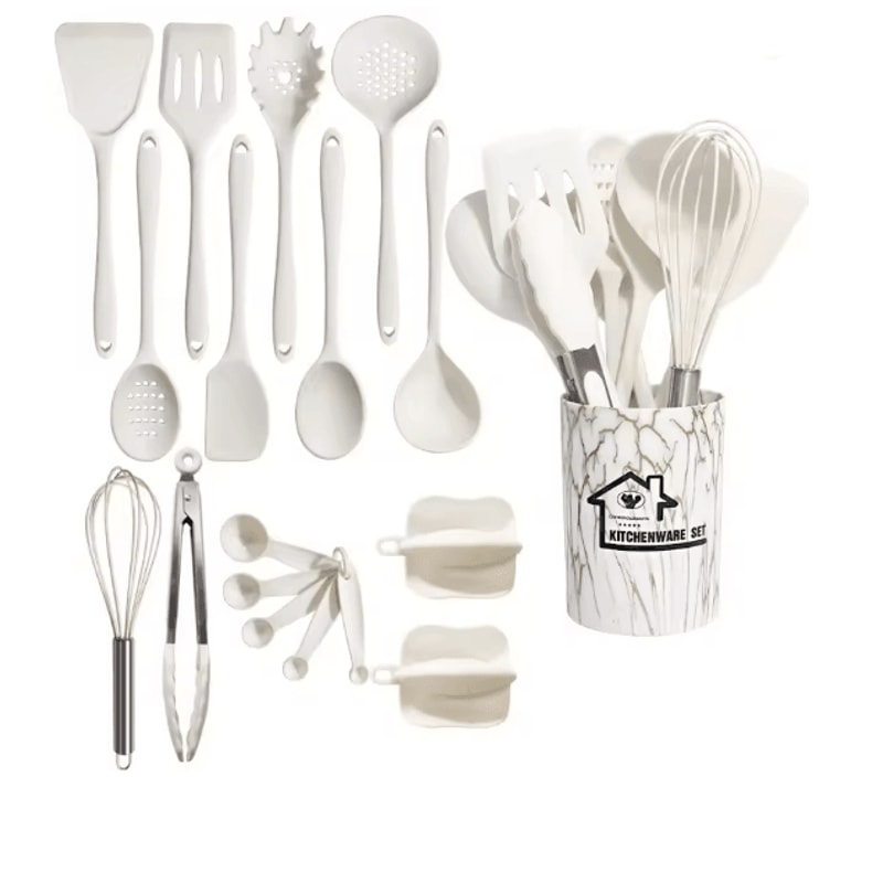 18 Piece Pink Silicone Kitchen Utensils Set Non Stick Cooking Tools 4