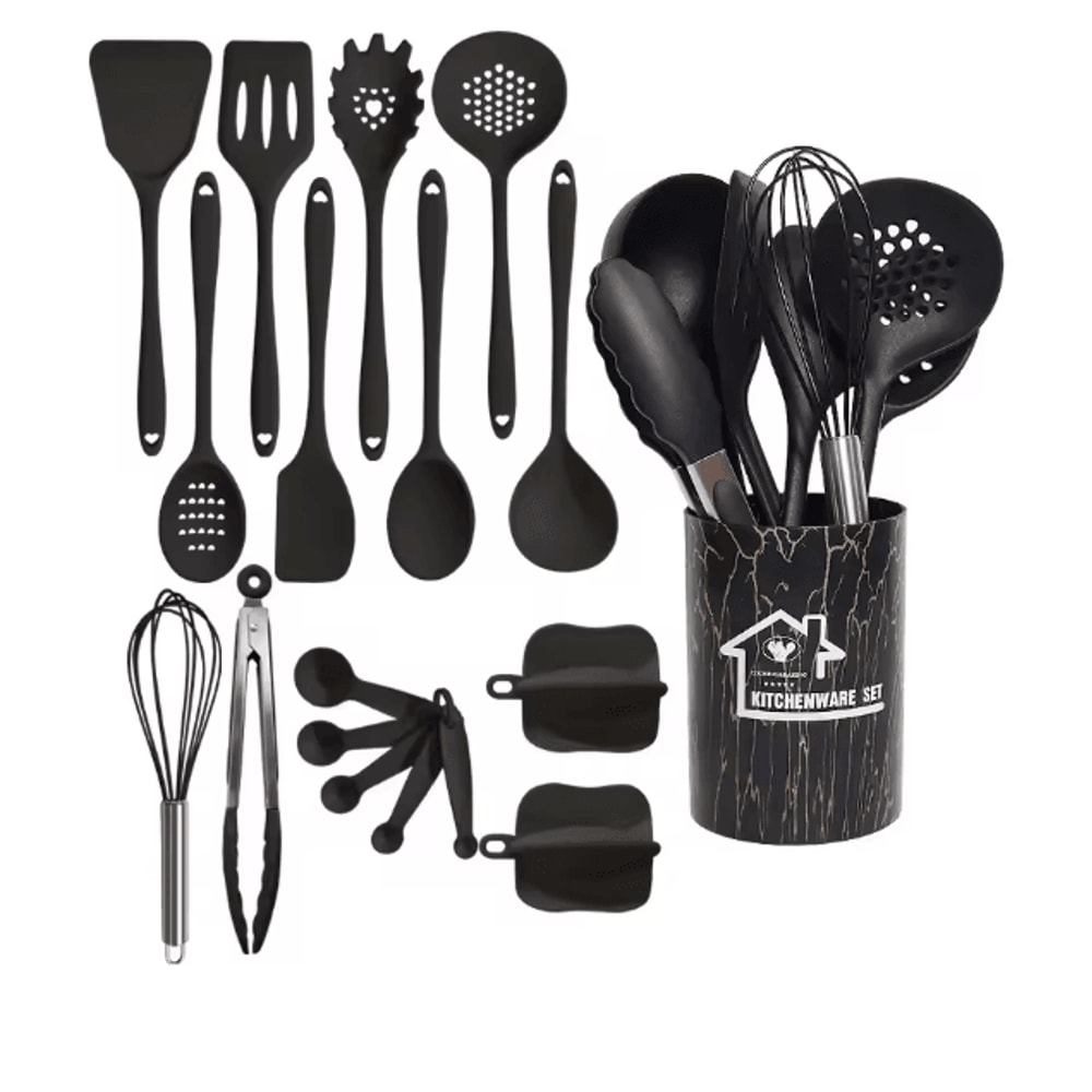 18 Piece Pink Silicone Kitchen Utensils Set Non Stick Cooking Tools 5