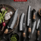 XINZUO 5 Piece Kitchen Knife Set With G10 Oak Handles Chef Santoku Bread And Paring Knives 0