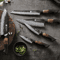 XINZUO 5 Piece Kitchen Knife Set With G10 Oak Handles Chef Santoku Bread And Paring Knives 3