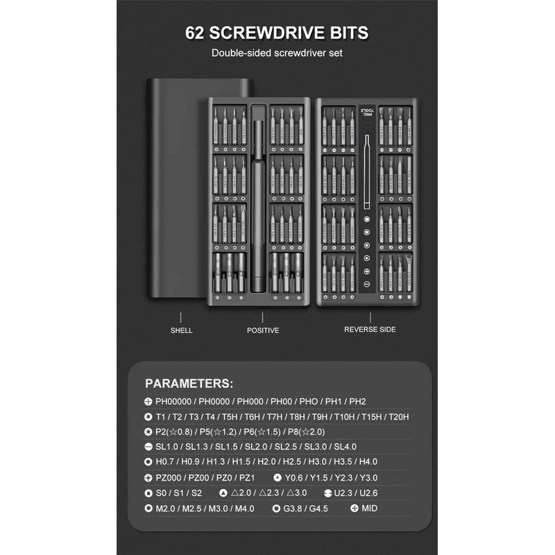 63 In 1 Precision Screwdriver Set Magnetic Electronics Repair Tool Kit 1