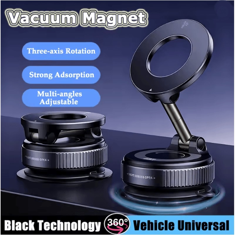 Magnetic Car Phone Holder With Vacuum Suction Foldable Car Phone Mount For Dashboard And Navigation 0