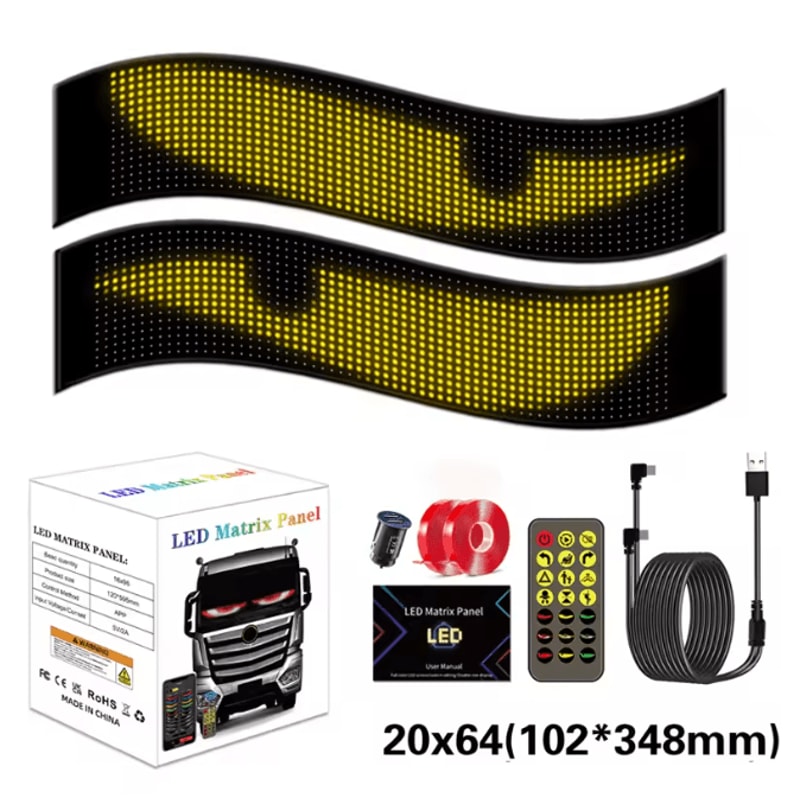 LED Matrix Car Windshield Display With App Control Flexible LED Car Display Panel 9